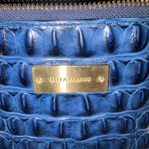 BRAHMIN Melbourne Stacy Satchel – Navy Embossed Leather - Picture 6 of 7